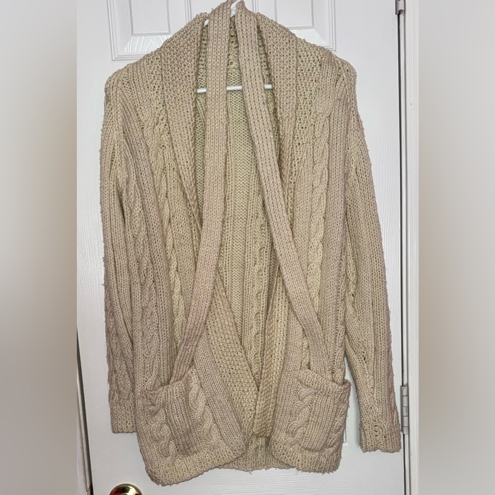 Cozy Cable Knit Cardigan Sweater - Cream